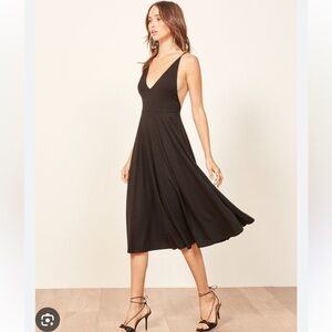 NWT Reformation dolce vita dress SZ XS black midi crisscross back